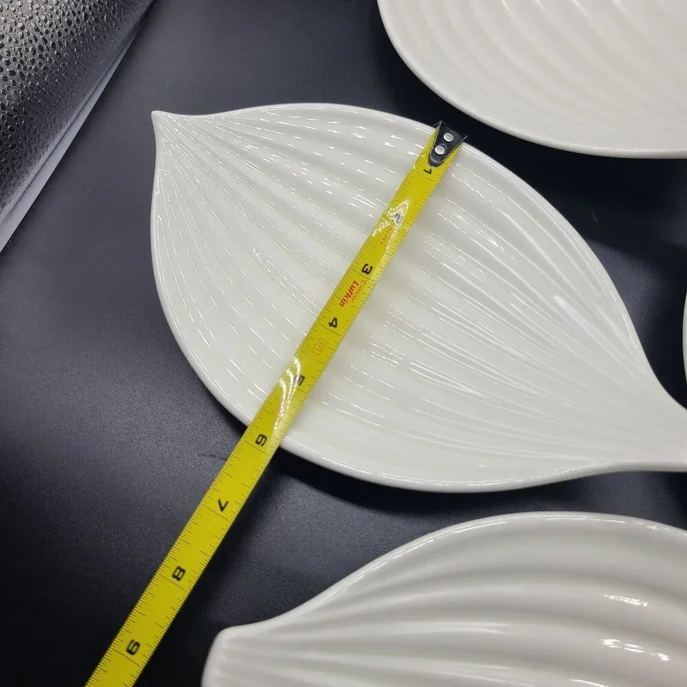 Set (5) Vintage MCM USA Serving Plates Dishes Ceramic Onion Ribbed Bowls